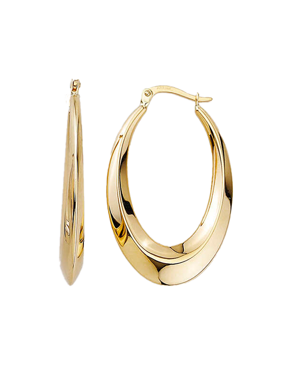 10ct Yellow Gold Oval Hoop Earrings- 789259