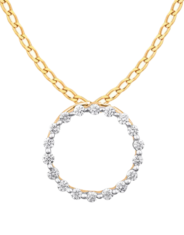 Diamond Pendant - 10ct Yellow Gold Diamond Set 14mm Circle Pendant - 785022