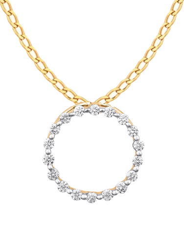 Diamond Pendant - 10ct Yellow Gold Diamond Set 14mm Circle Pendant - 785022