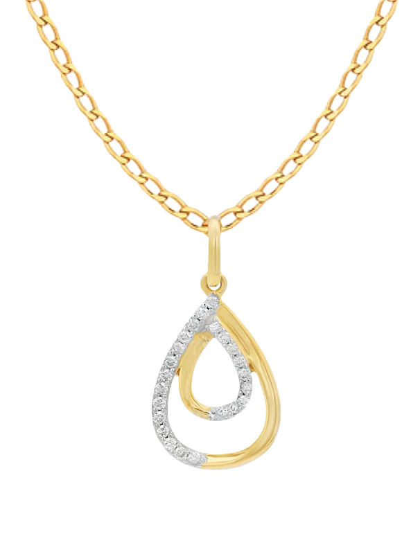 Diamond Pendant - 10ct Yellow Gold Diamond Set Duo Pear Shape Pendant- 786217