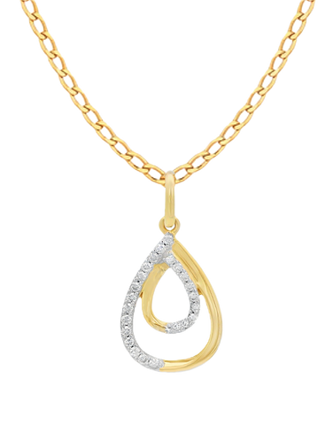 Diamond Pendant - 10ct Yellow Gold Diamond Set Duo Pear Shape Pendant- 786217