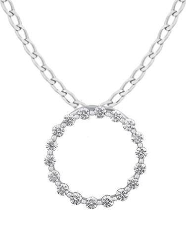 Diamond Pendant - 10ct White Gold Diamond Set 14mm Circle Pendant - 785021