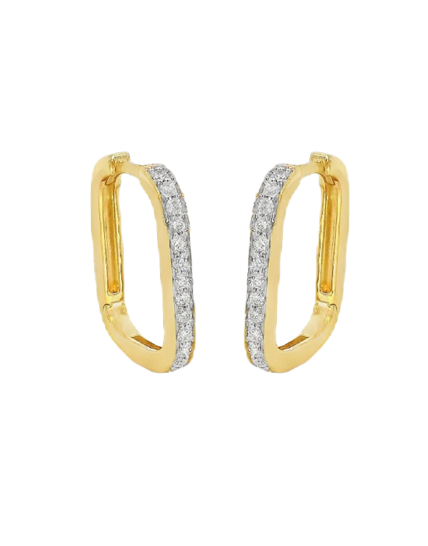 Diamond Hoop earrings- 10ct Yellow Gold Diamond Set Hoop Earrings- 789193