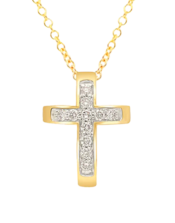 Diamond Pendant  - 10ct Yellow Gold  Diamond Set Cross Pendant - 784180