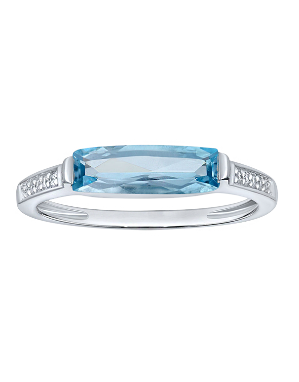 Sky Blue Topaz Ring - 10ct White Gold Amethyst & Diamond Set Ring - 789421