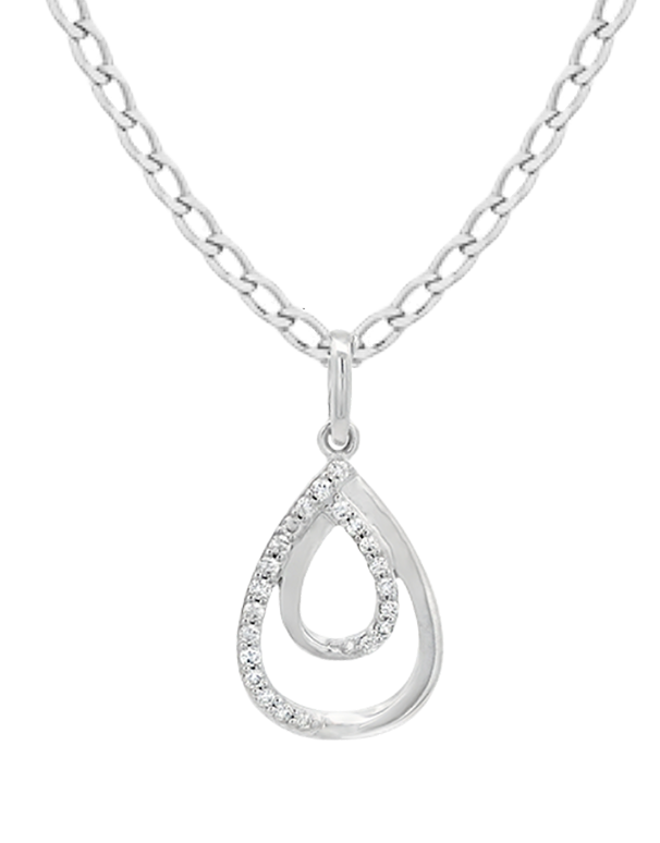 Diamond Pendant - 10ct White Gold Diamond Set Duo Pear Shape Pendant- 786359