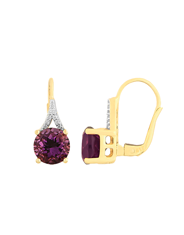 Amethyst  Earrings - 10ct Yellow Gold Amethyst & Diamond Set Earrings - 788032