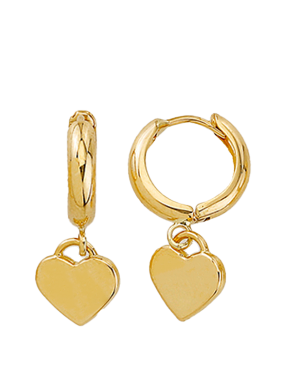 10ct Yellow Gold Heart Drop Earrings - 788758