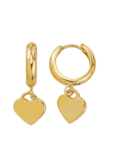 10ct Yellow Gold Heart Drop Earrings - 788758