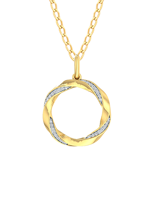 10ct Yellow Gold Diamond Set 15mm Circle Pendant- 788561