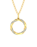 10ct Yellow Gold Diamond Set 15mm Circle Pendant- 788561