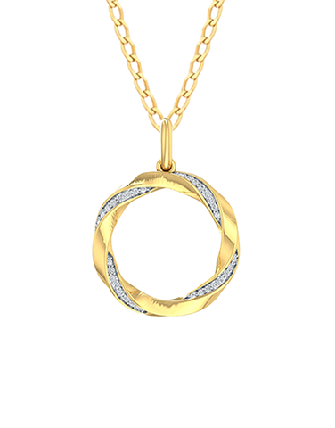 10ct Yellow Gold Diamond Set 15mm Circle Pendant- 788561