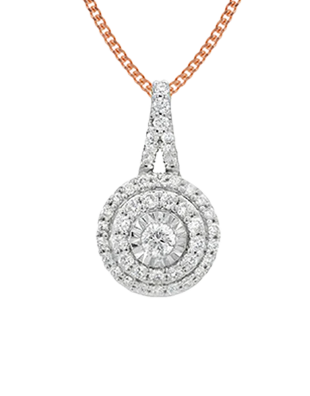 10ct Rose Gold Diamond Set Pendant- 789213