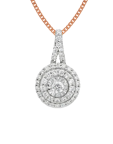10ct Rose Gold Diamond Set Pendant- 789213