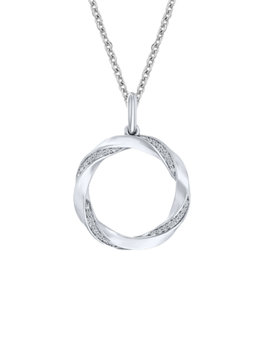 10ct White Gold Diamond Set 15mm Circle Pendant - 788966