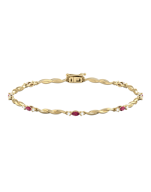 Ruby Bracelet - 10ct Yellow Gold Ruby & Diamond Bracelet - 788233
