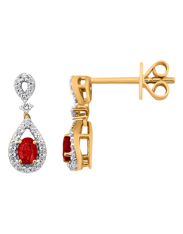Ruby Earrings - 10ct Yellow Gold Ruby & Diamond Earrings - 786264