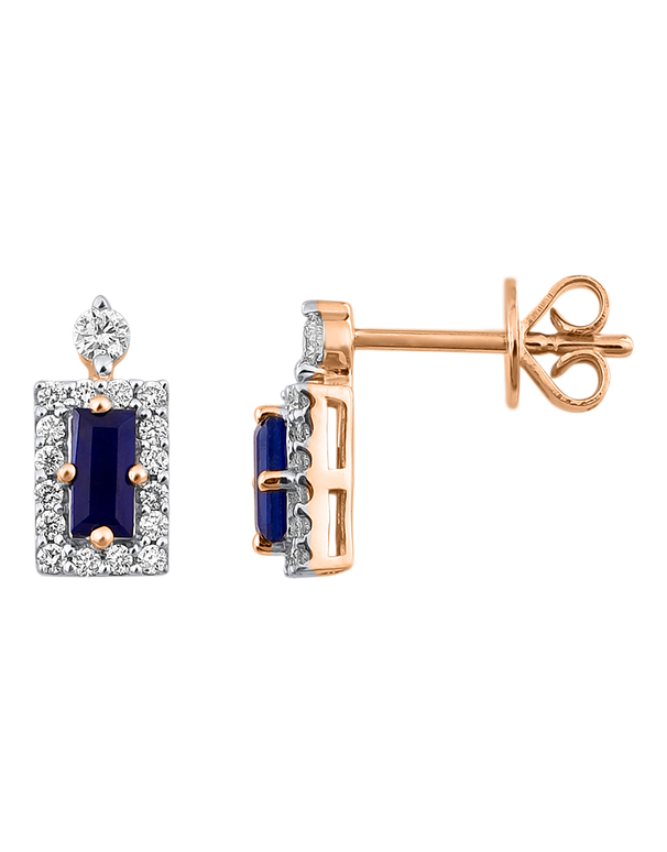 Sapphire Earrings - 10ct Yellow Gold Sapphire & Diamond Set Earrings - 784051