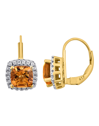 Citrine Earrings - 10ct Yellow Gold Citrine & Diamond Earrings - 786287