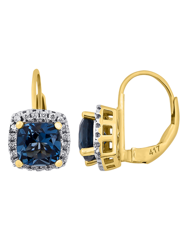London Blue Topaz Earrings - 10ct Yellow Gold London Blue Topaz & Dimond Earrings - 786285