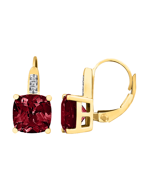 Garnet Earrings - 10ct Yellow Gold Garnet & Diamond Earrings - 786295
