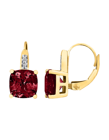 Garnet Earrings - 10ct Yellow Gold Garnet & Diamond Earrings - 786295