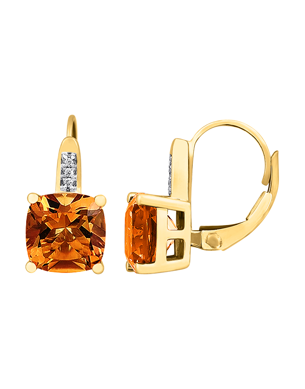 Citrine Earrings - 10ct Yellow Gold Citrine & Diamond Set Earrings - 786362