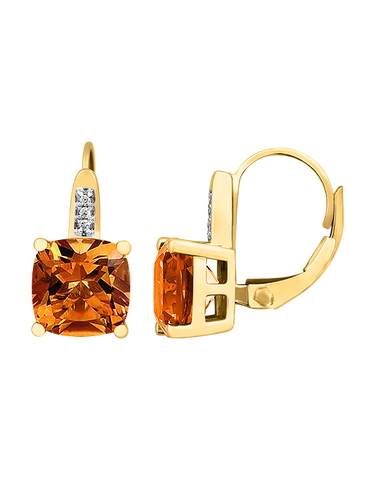 Citrine Earrings - 10ct Yellow Gold Citrine & Diamond Set Earrings - 786362