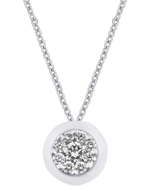Diamond Pendant - 10ct White Gold Diamond Set Round Slider Pendant - 784034