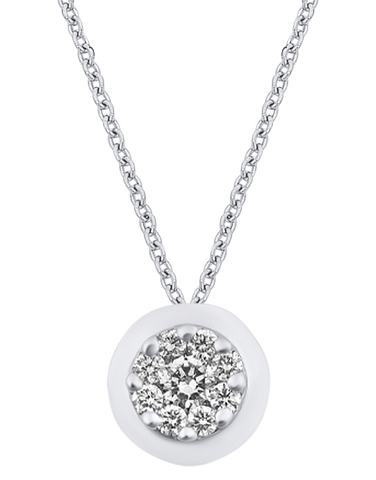 Diamond Pendant - 10ct White Gold Diamond Set Round Slider Pendant - 784034