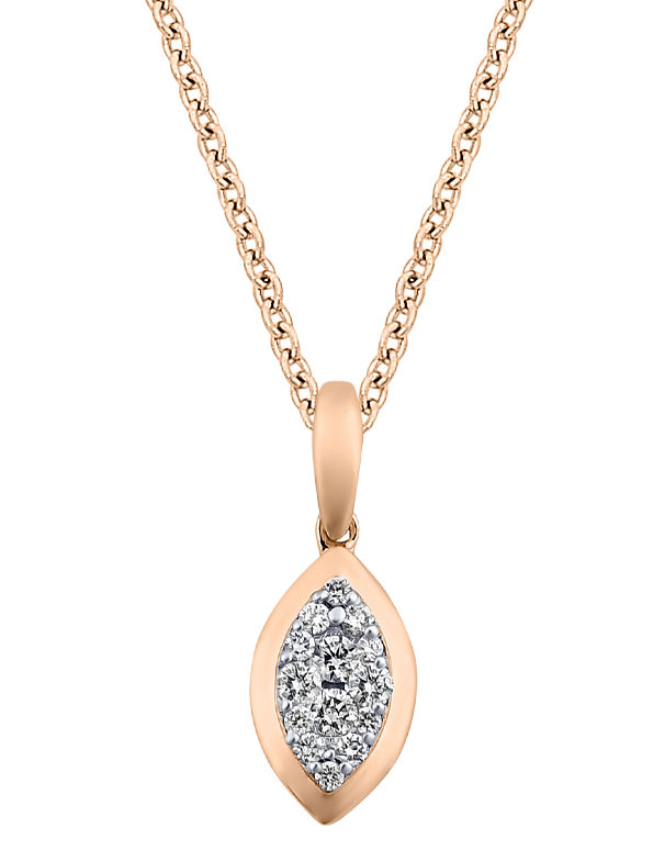 Diamond Pendant - 10ct Yellow Gold Diamond Set Marquise Shape Pendant - 784039