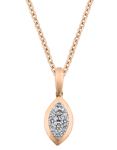 Diamond Pendant - 10ct Yellow Gold Diamond Set Marquise Shape Pendant - 784039