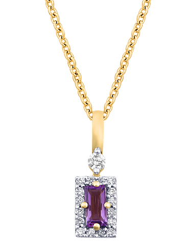 Amethyst Pendant - 10ct Yellow Gold Amethyst & Diamond Set Pendant - 784052
