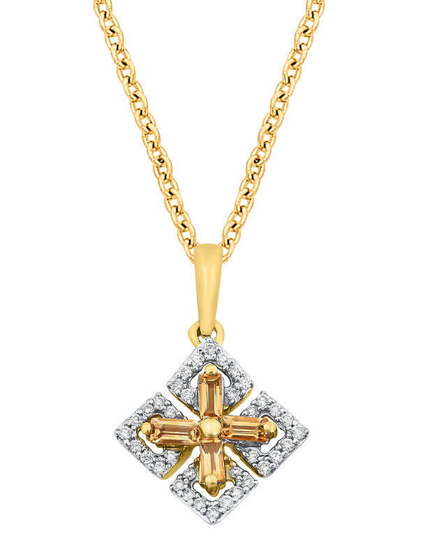 Citrine Pendant - 10ct Yellow Gold Citrine & Diamond Set Pendant - 786252