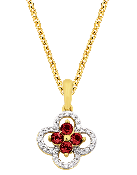 Garnet Pendant - 10ct Yellow Gold Garnet & Diamond Pendant - 786258
