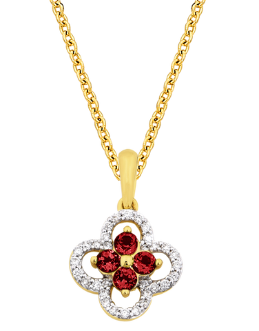 Garnet Pendant - 10ct Yellow Gold Garnet & Diamond Pendant - 786258