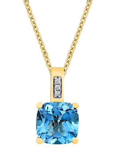 Blue Topaz Pendant - 10ct Yellow Gold Blue Topaz & Diamond Pendant - 786294