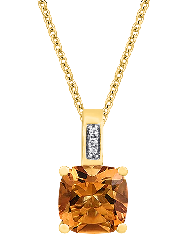 Citrine Pendant - 10ct Yellow Gold Citrine & Diamond Pendant - 786363