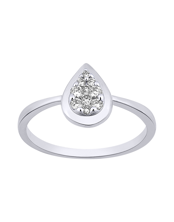 Diamond Ring - 10ct White Gold Diamond Set Pear Shape Ring - 784045