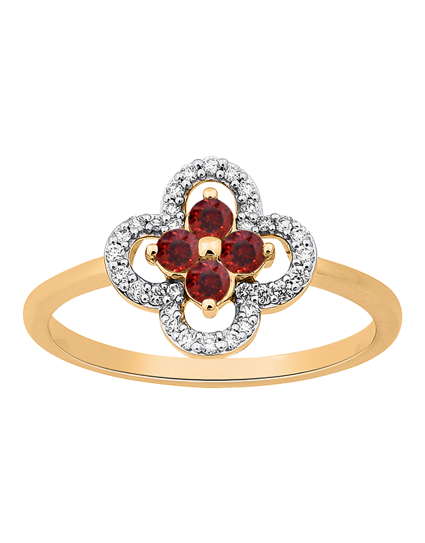Garnet Ring - 10ct Yellow Gold Garnet & Diamond Ring - 786259