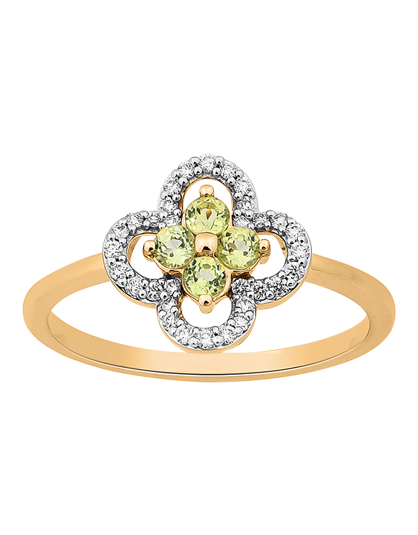 Peridot Ring - 10ct Yellow Gold Peridot & Diamond Ring - 786256
