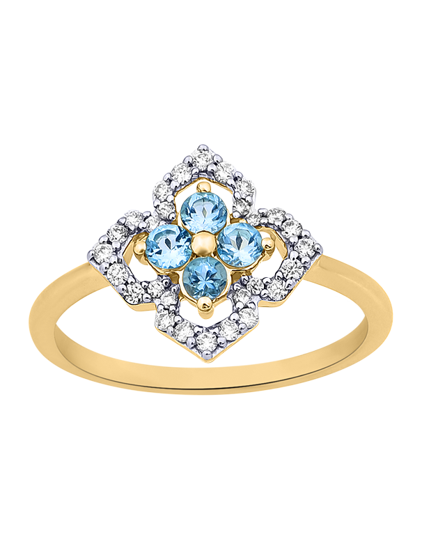 Blue Topaz Ring - 10ct Yellow Gold Blue Topaz & Diamond Ring - 786262
