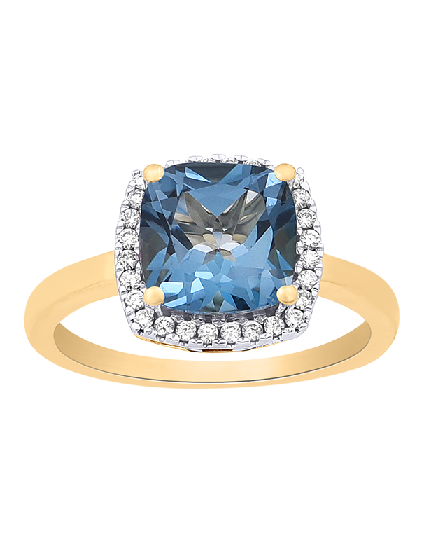 London Blue Topaz Ring - 10ct Yellow Gold London Blue Topaz & Diamond Ring - 786279