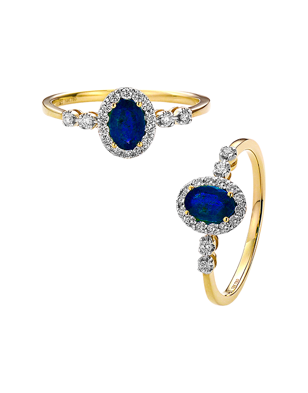 Sapphire Ring - 10ct Yellow Gold Sapphire & Diamond Cluster Ring - 784582