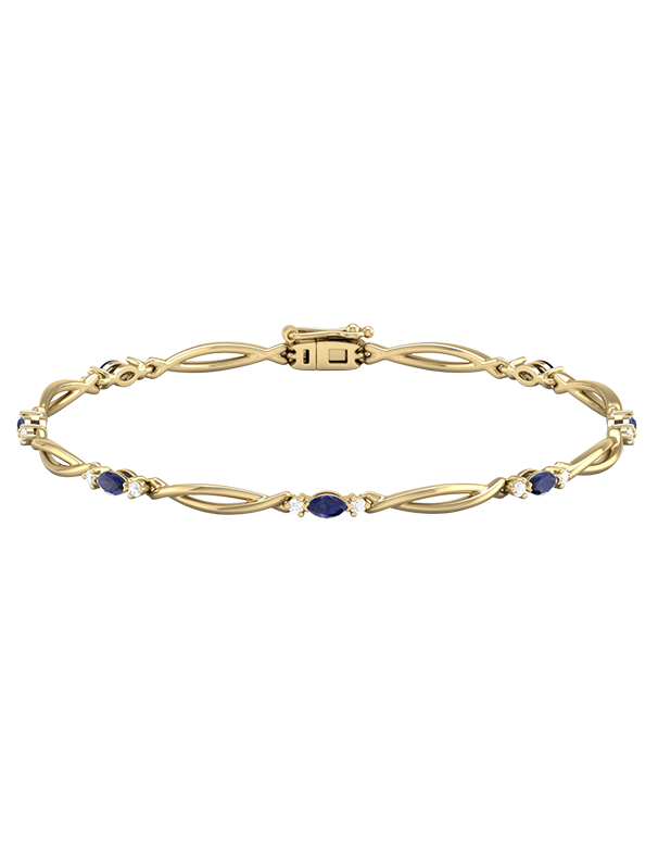 Sapphire Bracelet - 10ct Yellow Gold Sapphire & Diamond Bracelet - 787948