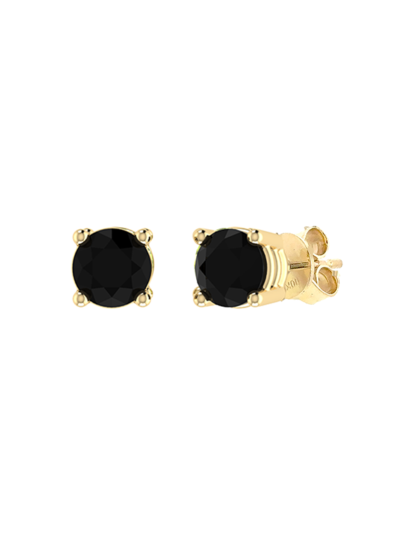 Sapphire Earrings - 10ct Yellow Gold Black Sapphire Stud Earrings - 788144