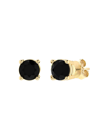 Sapphire Earrings - 10ct Yellow Gold Black Sapphire Stud Earrings - 788144