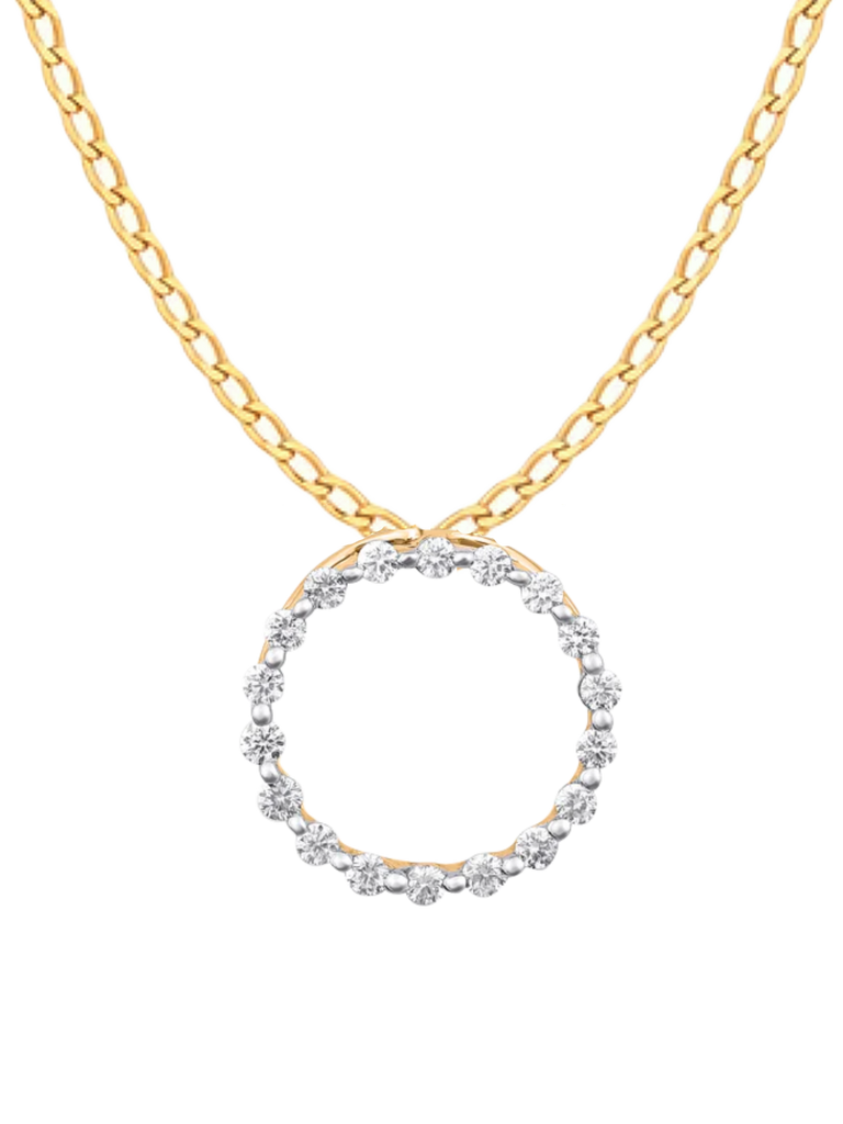 Diamond Pendant - 10ct Yellow Gold Diamond Set Circle Slider Pendant - 784067