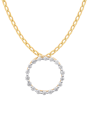 Diamond Pendant - 10ct Yellow Gold Diamond Set Circle Slider Pendant - 784067