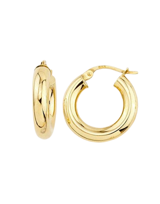 Gold Earrings - 10ct Yellow Gold Round Hoop Earrings - 782267
